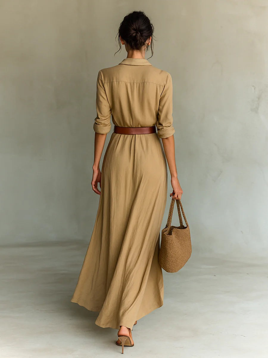 Katrina™ – Belted Maxi Shirt Dress